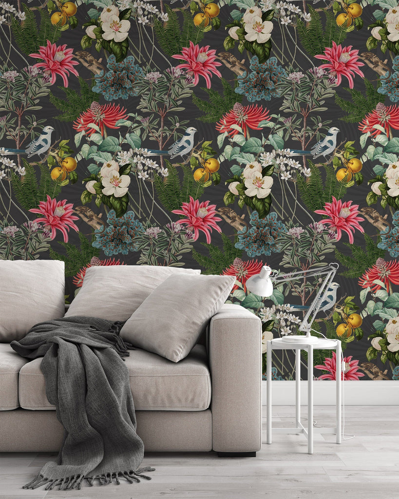 Colorful Botanical Garden Wallpaper Removable Wallpaper EazzyWalls 