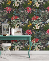 Colorful Botanical Garden Wallpaper Removable Wallpaper EazzyWalls 