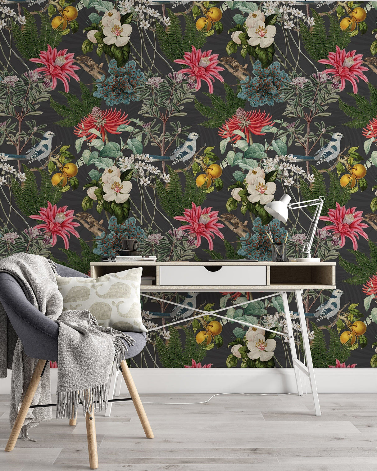 Colorful Botanical Garden Wallpaper Removable Wallpaper EazzyWalls 