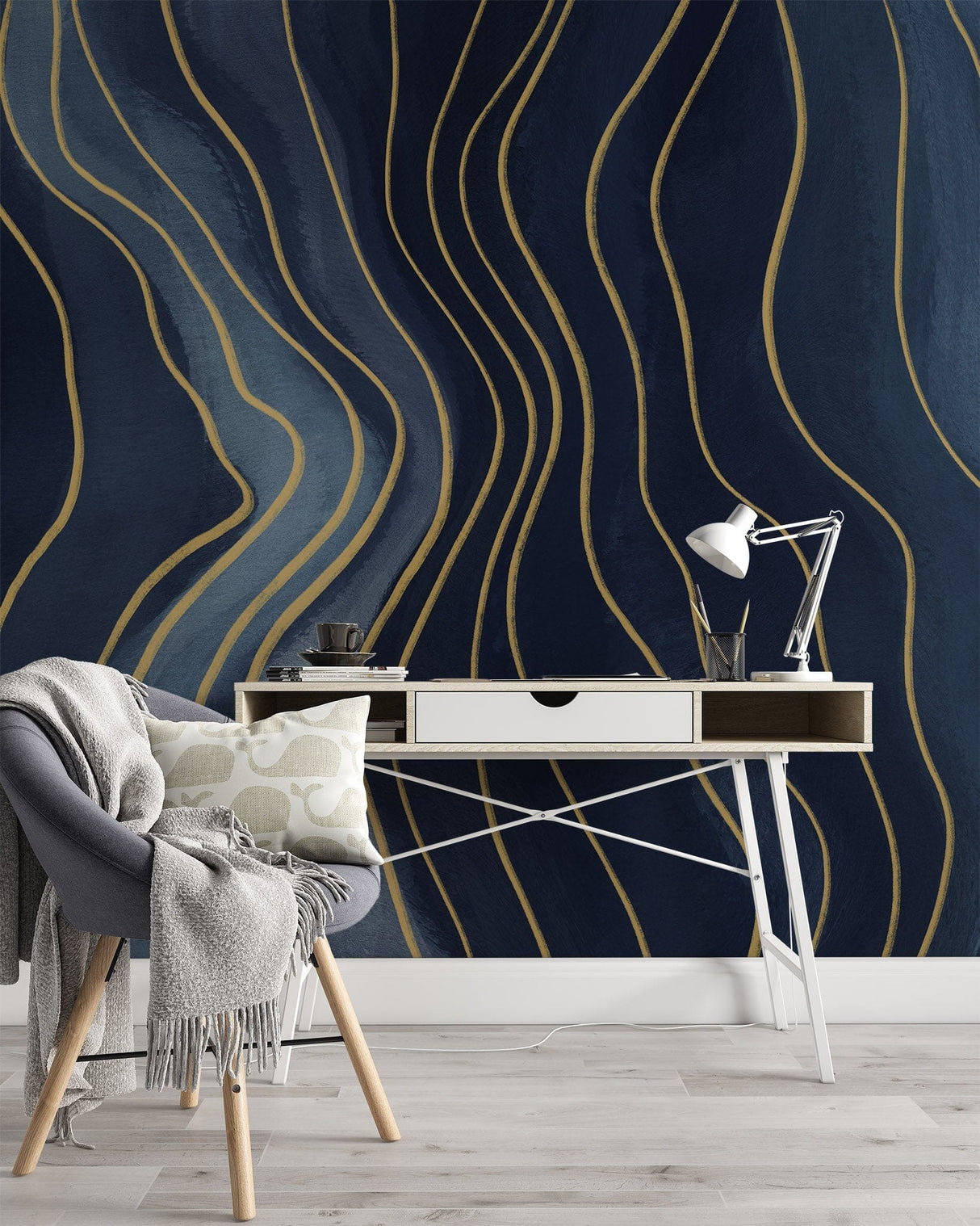 Navy Blue Pattern Removable Wallpaper Removable Wallpaper EazzyWalls 