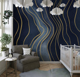 Navy Blue Pattern Removable Wallpaper Removable Wallpaper EazzyWalls 