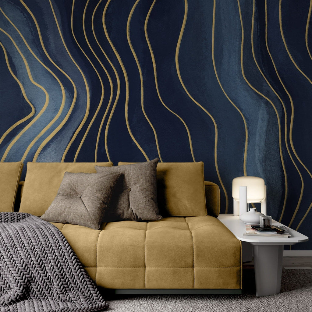 Navy Blue Pattern Removable Wallpaper Removable Wallpaper EazzyWalls Sample: 6''W x 9''H Canvas 
