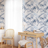 Blue and light blue leaves Wallpaper Peel and Stick Wallpaper EazzyWalls 