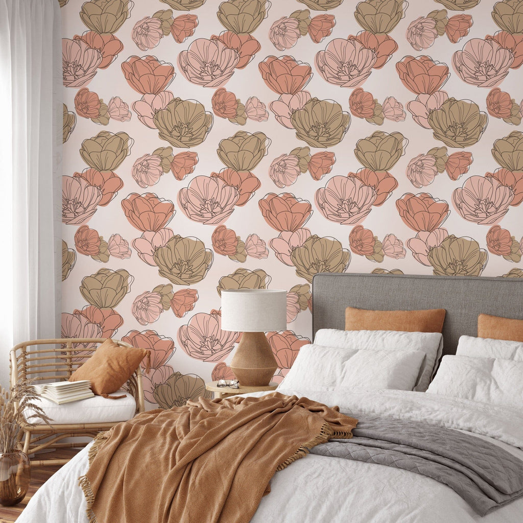 Cute Boho Style Floral Pattern Wallpaper Mural Removable Wallpaper EazzyWalls 
