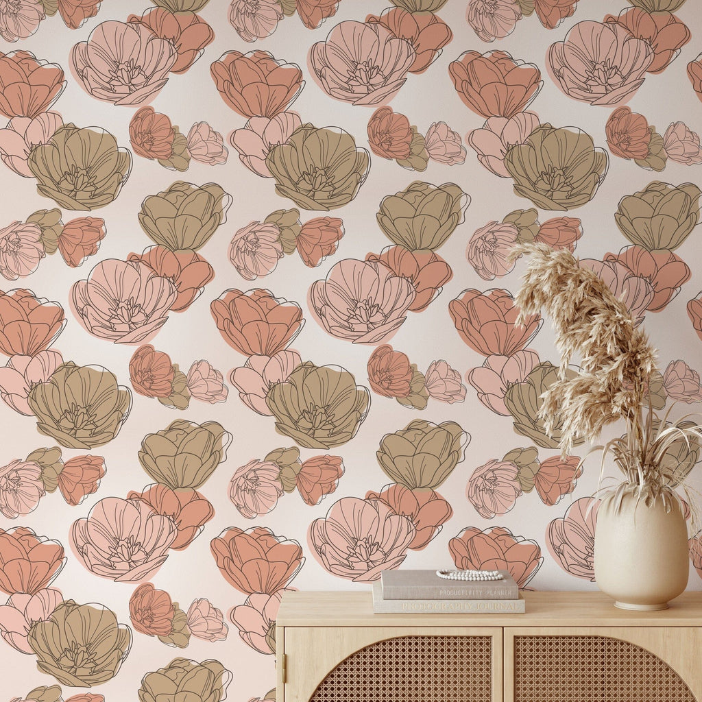 Cute Boho Style Floral Pattern Wallpaper Mural Removable Wallpaper EazzyWalls Sample: 6"W x 9"H Smooth Vinyl 