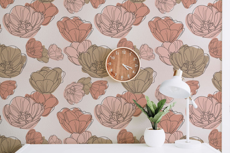 QnySpace Peel and Stick Wallpaper, Boho Floral Wallpaper for