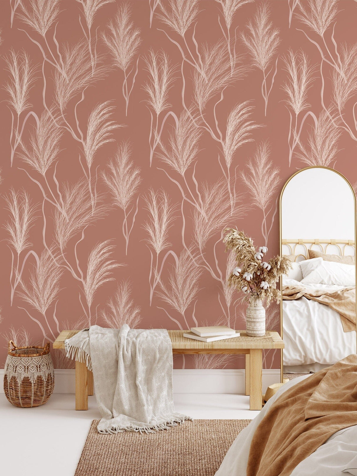 Terracotta Boho Wallpaper Peel and Stick Removable Wallpaper EazzyWalls 