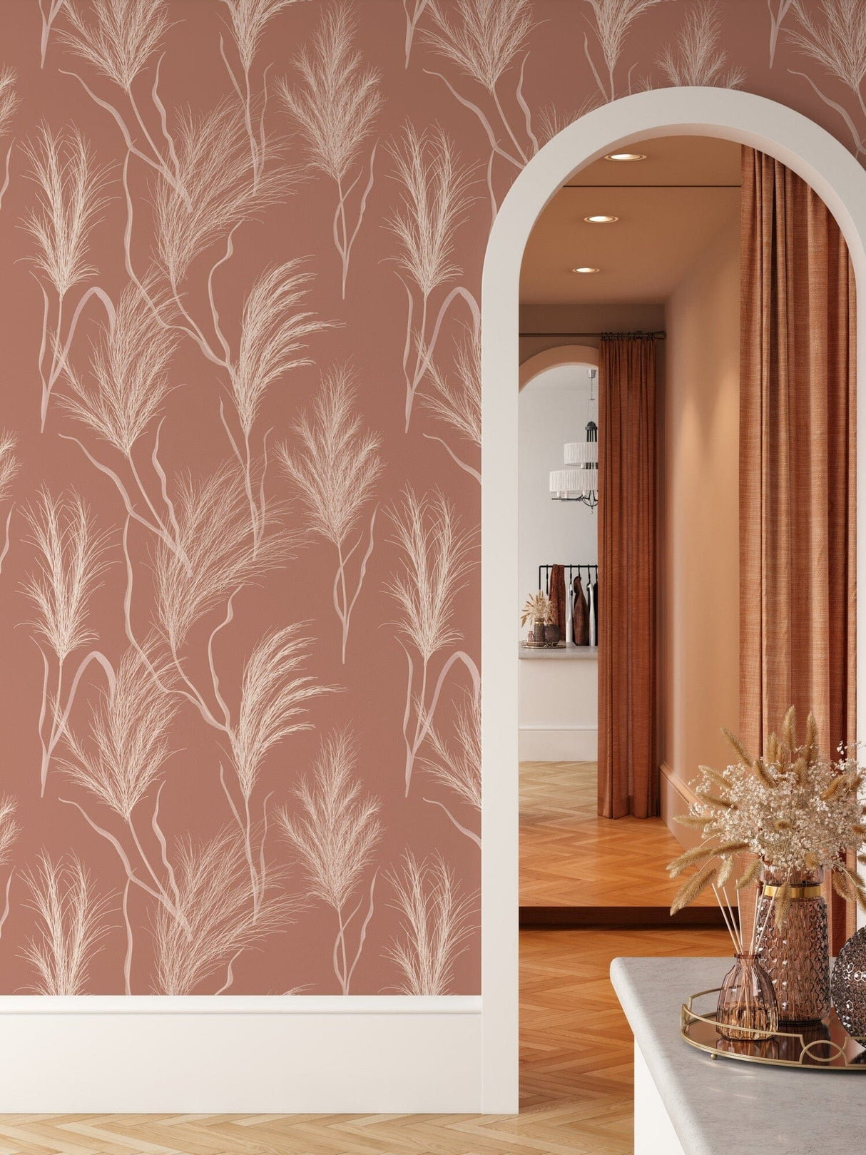 Terracotta Boho Wallpaper Peel and Stick Removable Wallpaper EazzyWalls 