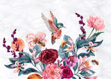 Birds with Floral Wallpaper Peel and stick Wallpaper EazzyWalls 