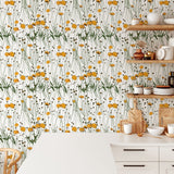 Cute Yellow Flowers Pattern Wallpaper Peel and stick Wallpaper EazzyWalls 