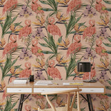 Pink Flamingo Pattern Wallpaper Removable Wallpaper EazzyWalls 