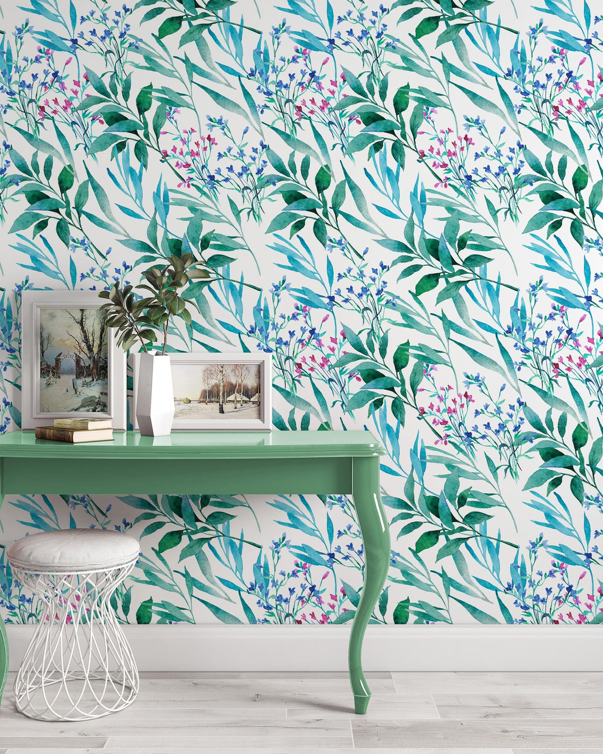 Blue Botanical Wall Mural Removable Wallpaper EazzyWalls 