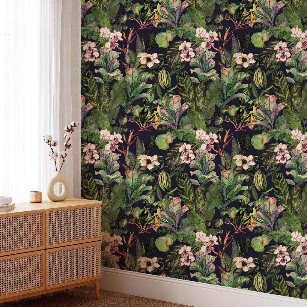 Tropical Wallpaper on Dark Background image 1