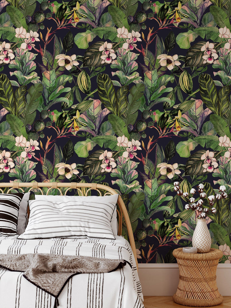 Tropical Wallpaper on Dark Background image 3