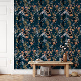 Dark Blue Flower Wallpaper Peel and stick Wallpaper EazzyWalls 