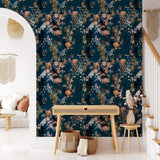 Dark Blue Flower Wallpaper Peel and stick Wallpaper EazzyWalls 