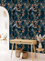 Dark Blue Flower Wallpaper Peel and stick Wallpaper EazzyWalls 