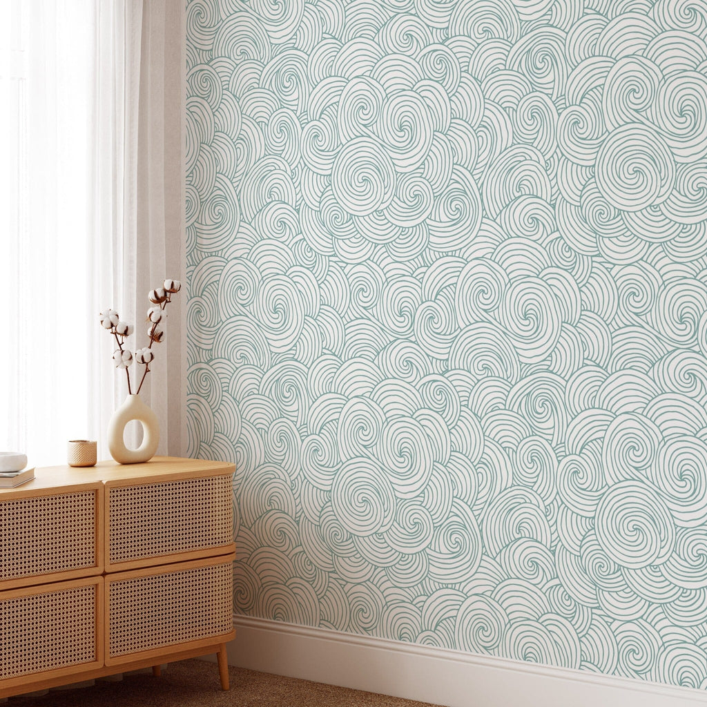 Japanese Waves Pattern Wallpaper Removable Wallpaper EazzyWalls 