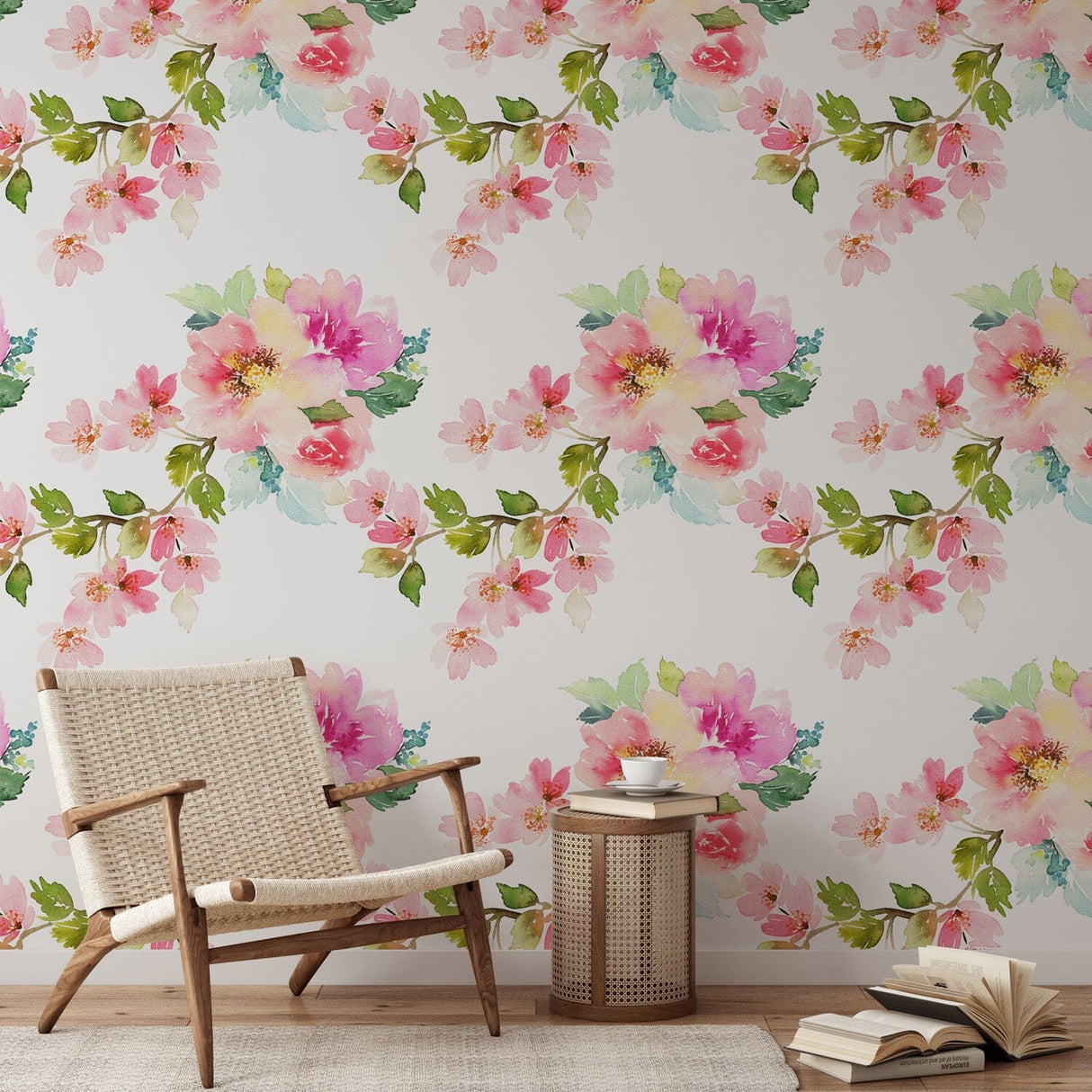 Delicate watercolor spring flowers wallpaper mural Removable Wallpaper EazzyWalls 