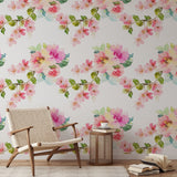 Delicate watercolor spring flowers wallpaper mural Removable Wallpaper EazzyWalls 