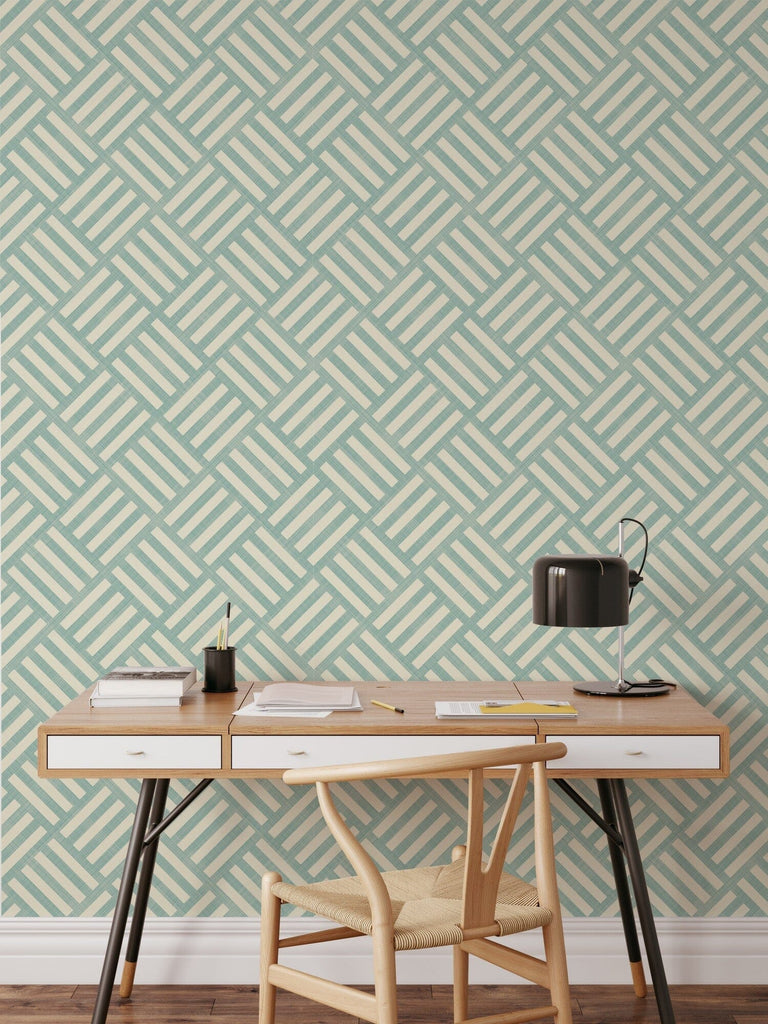 Green Geometric Stripes Pattern Peel and Stick Wallpaper Removable Wallpaper EazzyWalls 