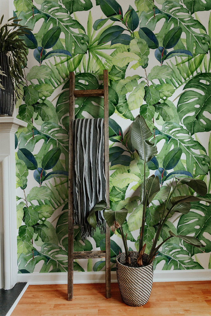 Tropical Print Wallpaper Peel and stick Wallpaper EazzyWalls 