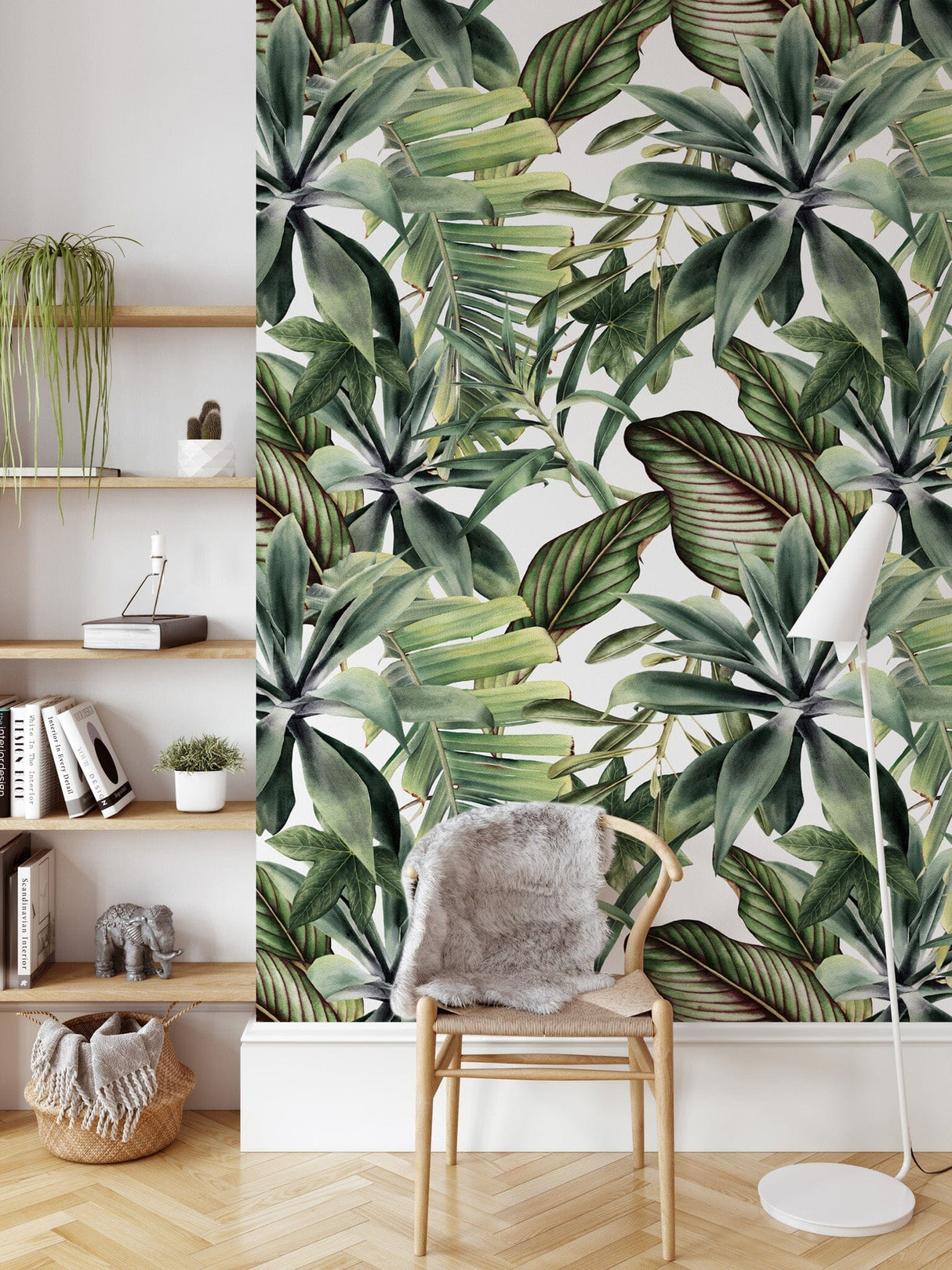 Green Tropical Leaves Peel and Stick Wallpaper Peel and stick Wallpaper EazzyWalls 