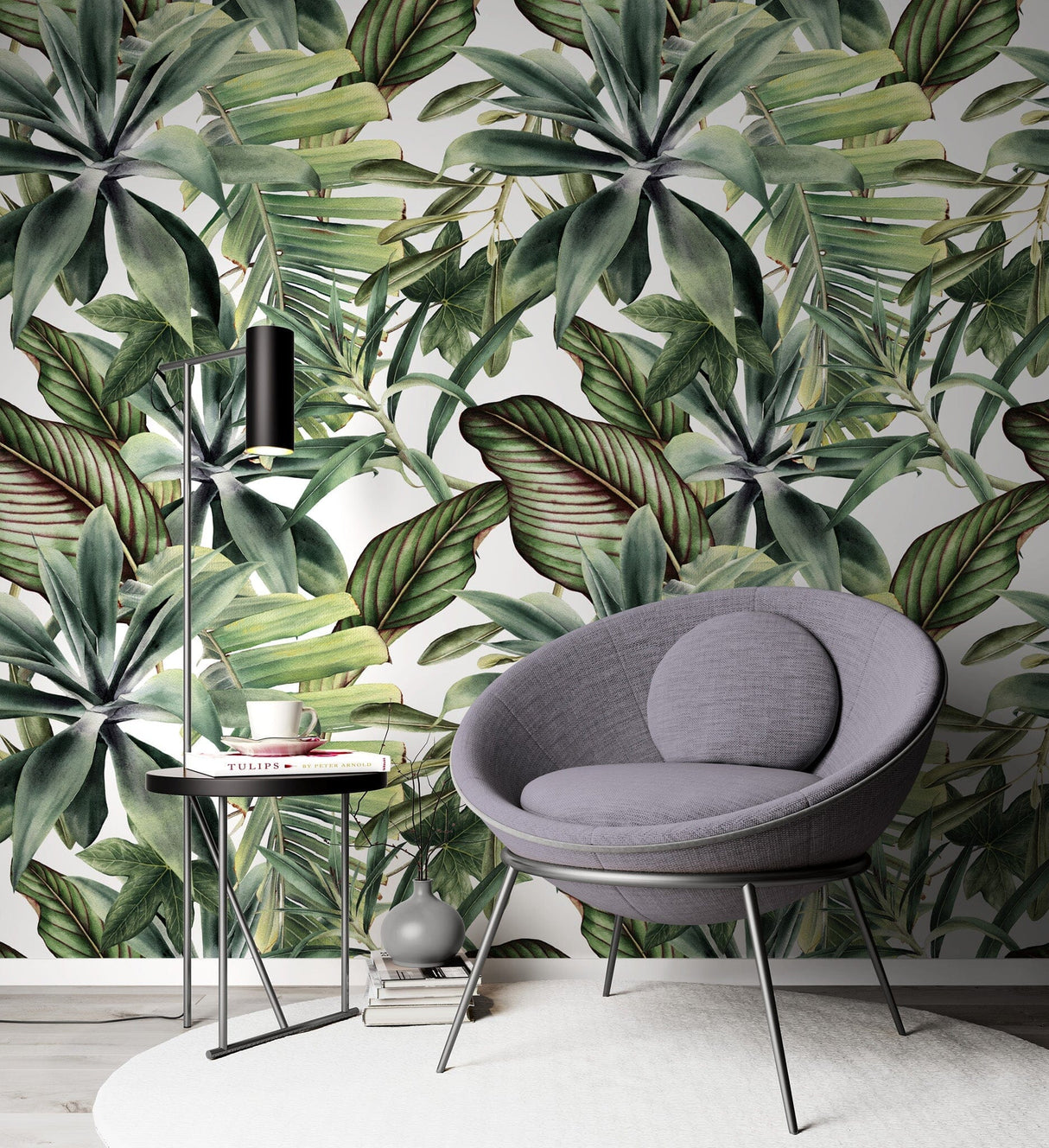 Green Tropical Leaves Peel and Stick Wallpaper Peel and stick Wallpaper EazzyWalls 