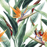 Green Watercolor Leaves with Flowers Wallpaper Peel and stick Wallpaper EazzyWalls Sample: 6''W x 9''H Smooth Vinyl 