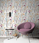 Colorful Wildflowers Herbarium Wallpaper Removable Wallpaper EazzyWalls 