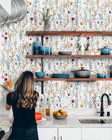 Colorful Wildflowers Herbarium Wallpaper Removable Wallpaper EazzyWalls 