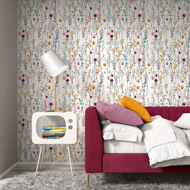 Colorful Wildflowers Herbarium Wallpaper Removable Wallpaper EazzyWalls 