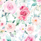 Pink hand drawn roses Wallpaper Peel and stick Wallpaper EazzyWalls Sample: 6''W x 9''H Smooth Vinyl 