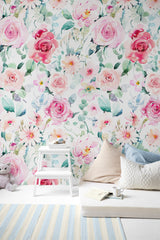 Pink hand drawn roses Wallpaper Peel and stick Wallpaper EazzyWalls 