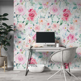 Pink hand drawn roses Wallpaper Peel and stick Wallpaper EazzyWalls 