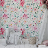 Pink hand drawn roses Wallpaper Peel and stick Wallpaper EazzyWalls 