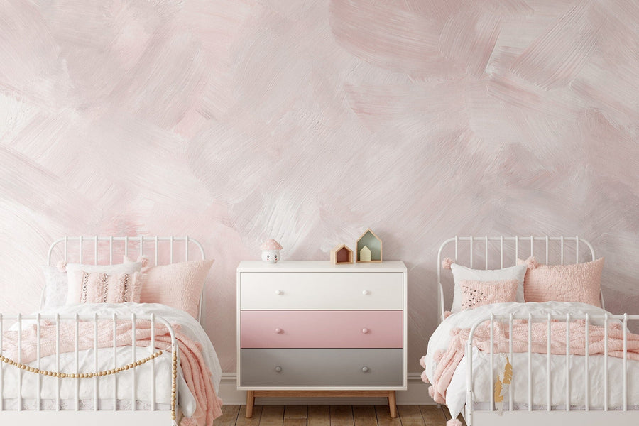 Kids room with Pink Acrylic Brush Stroke Wallpaper Mural