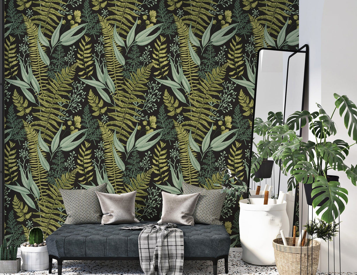 Green Fern Peel and Stick Wallpaper Peel and stick Wallpaper EazzyWalls 