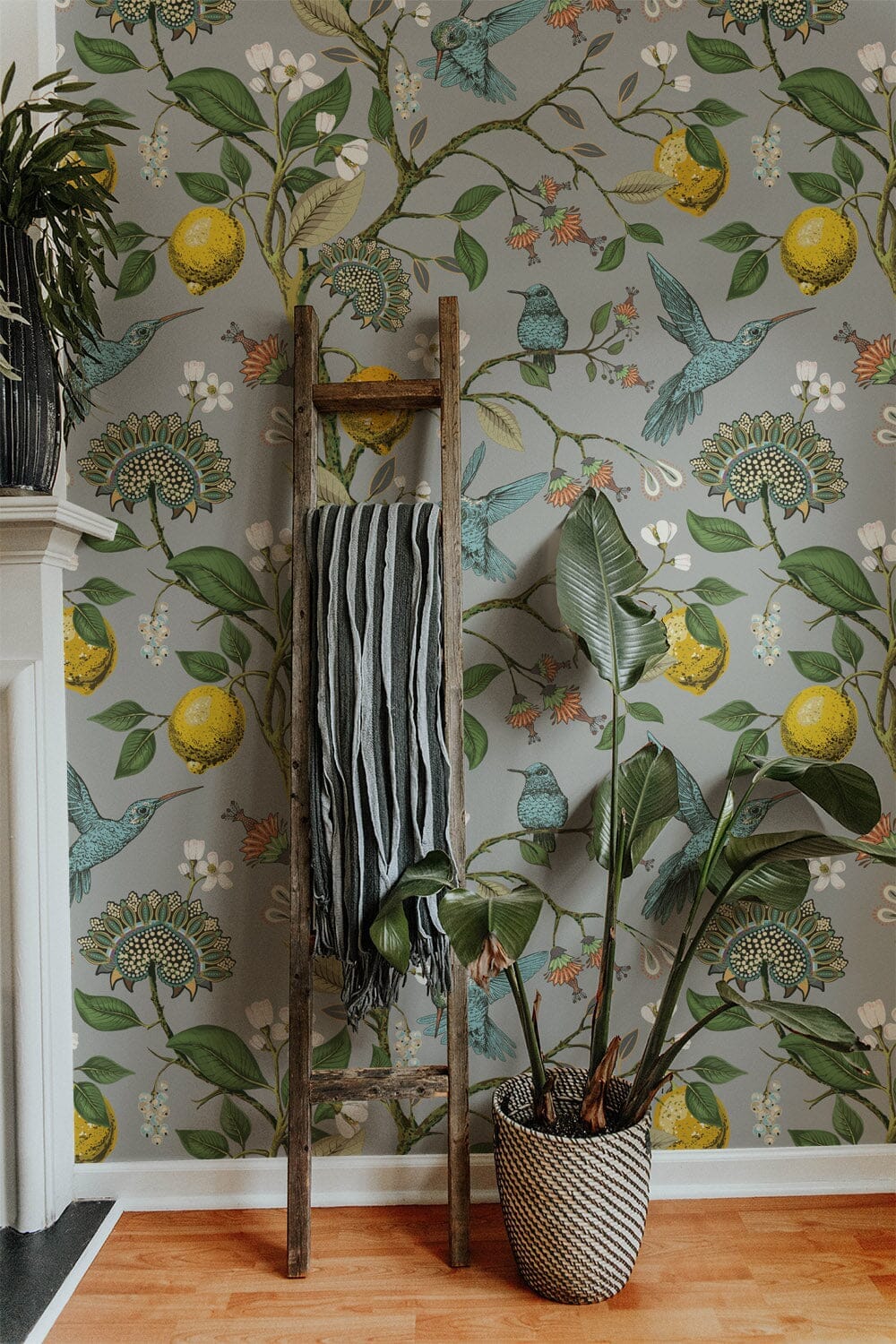 Flying Hummingbirds Chinoiserie Wallpaper Removable Wallpaper EazzyWalls 