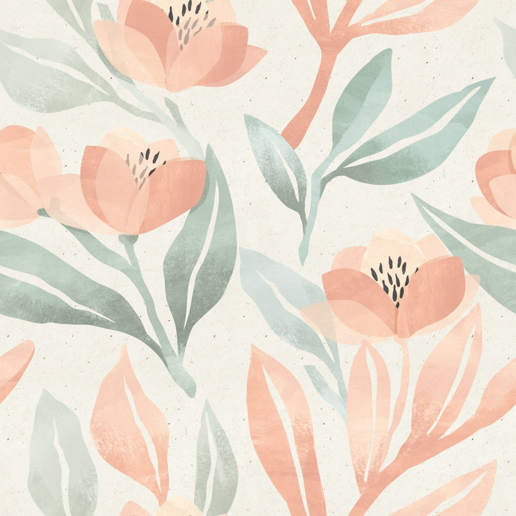 Soft Watercolor Vintage Floral Wallpaper Removable Wallpaper EazzyWalls Sample: 6''W x 9''H Smooth Vinyl 