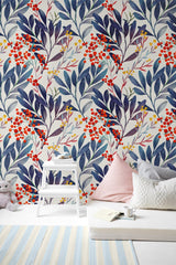 Watercolor Leaves Floral Wallpaper Peel and stick Wallpaper EazzyWalls 