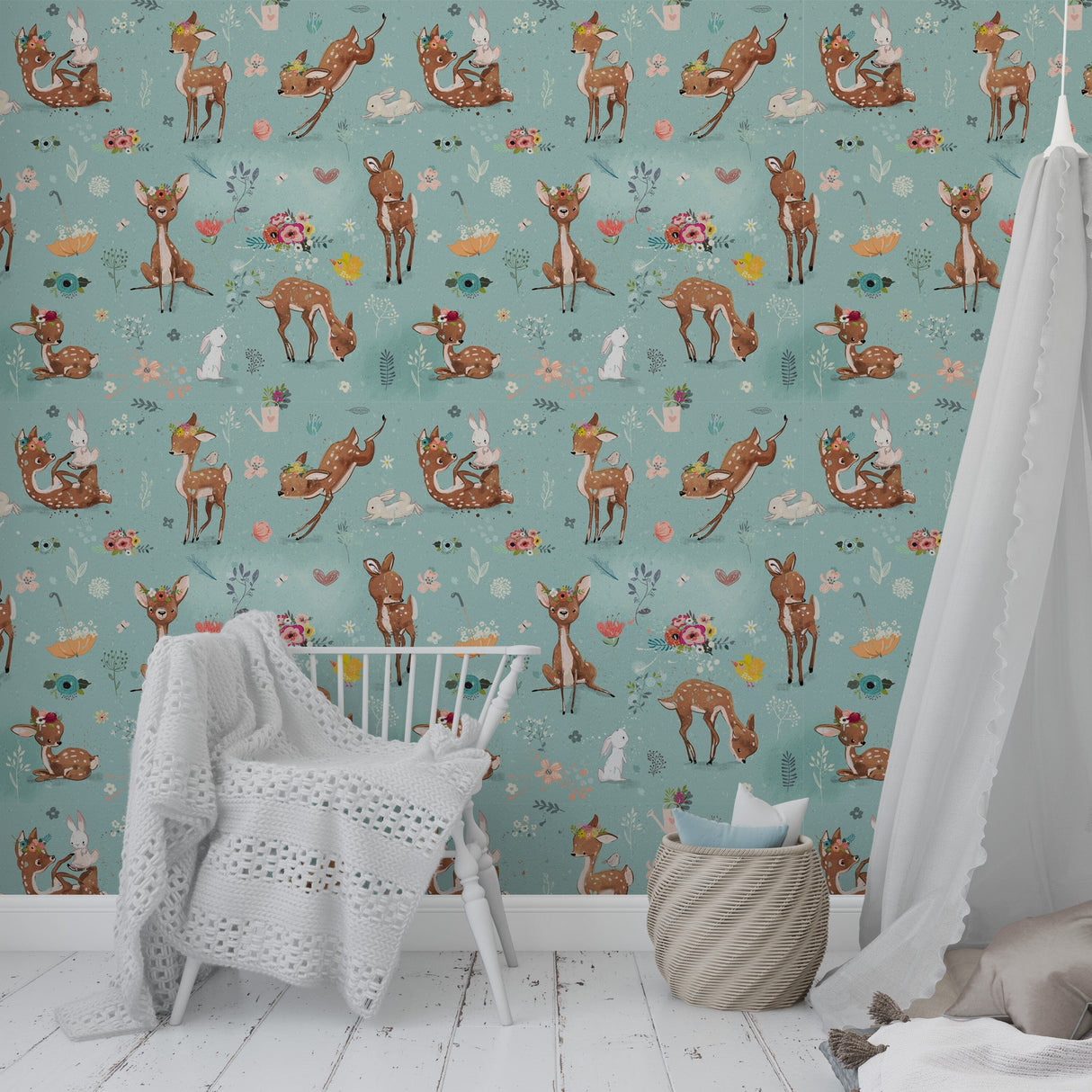 Baby Deer Kids Wallpaper Mural Peel and stick Wallpaper EazzyWalls 