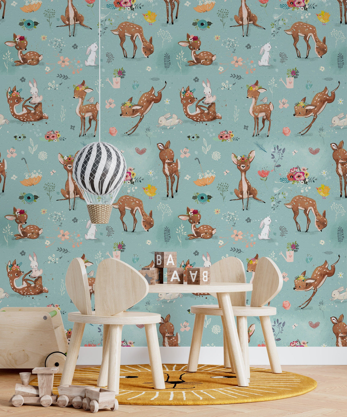 Baby Deer Kids Wallpaper Mural Peel and stick Wallpaper EazzyWalls 