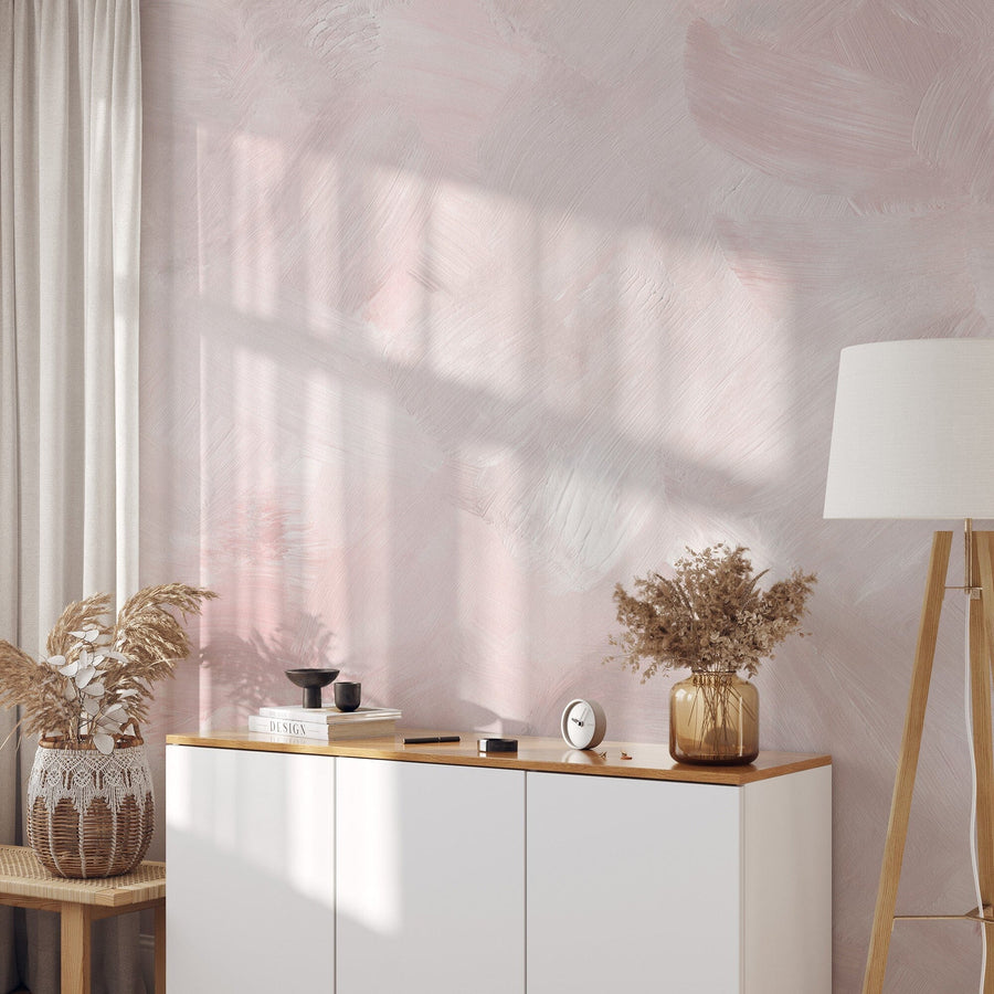 Living room Pink Acrylic Brush Stroke Wallpaper Mural