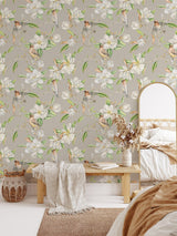 Magnolia Flowers and Birds Wallpaper Removable Wallpaper EazzyWalls 