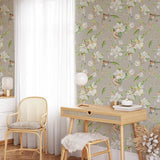 Magnolia Flowers and Birds Wallpaper Removable Wallpaper EazzyWalls 