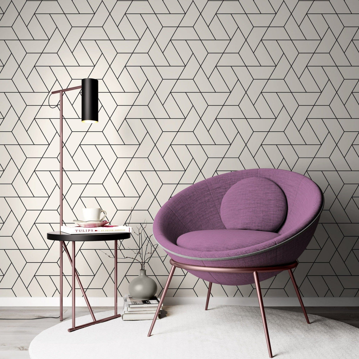 Geometric Pattern Minimalist Background Wallpaper Removable Wallpaper EazzyWalls Sample: 6''W x 9''H Smooth Vinyl 