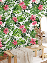 Monstera Floral Leaves Wallpaper Peel and stick Wallpaper EazzyWalls 