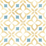 Yellow and Blue Moroccan Mosaic Peel and Stick Wallpaper Mural Peel and stick Wallpaper EazzyWalls Sample: 6''W x 9''H Smooth Vinyl 