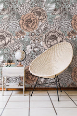 Vintage Peony Flowers Wallpaper Removable Wallpaper EazzyWalls 